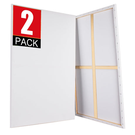 PALFIK Stretched Canvases for Painting 2 Pack 24x36 Canvas Large Canvas for Painting, White Painting Canvases for Acrylic, Oil, Tempera, Watercolor or Other Paints (2Pack) PALFIK
