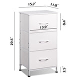 WLIVE Nightstand with 3 Drawers, Fabric Dresser, Organizer Unit, Storage Dresser for Bedroom, Hallway, Entryway, Closets, Sturdy Steel Frame, Wood Top, Easy Pull Handle, White WLIVE