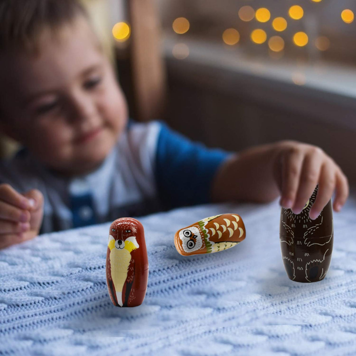 HYCLES Nesting Dolls Russian Matryoshka Wood Stacking Nested Set for Kids Handmade Toys for Children Kids Christmas Birthday Decoration Halloween Wishing Gift HYCLES