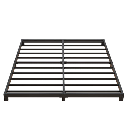 Nailsong 4 Inch Low Profile Queen Bed Frame - Heavy Duty Metal, No Box Spring Needed, Easy Assembly, Black - WoodArtSupply