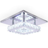 diisunbihuo Modern Crystal Chandelier 7.9 Inches Led Ceiling Light Mini Square Flush Mount Ceiling Light for Bedrooms Dinning Rooms Hallway(Cool White,15W) diisunbihuo