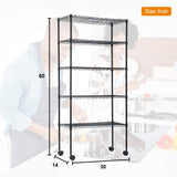 Wire Shelving Unit Metal Shelf Organizer Heavy Duty Wire Rack Storage Unit Rack Utility for Bathroom Office Kitchen (Black, 14" D x 30" W x 60" H) BestOffice