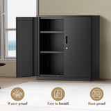 Athena Collection Metal Storage Cabinet with Doors and Shelves, 36" Garage Storage Cabinet with Lock for File, Home, Office, School, Garage, Black Athena Collection
