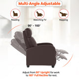 FDW Recliner Chair Massage Chair Reading Chair Reclining Sofa Home Theater Seating with Lumbar Support Massage and Padded Backrest for Living Room and Bedroom (Leather, Brown) FDW