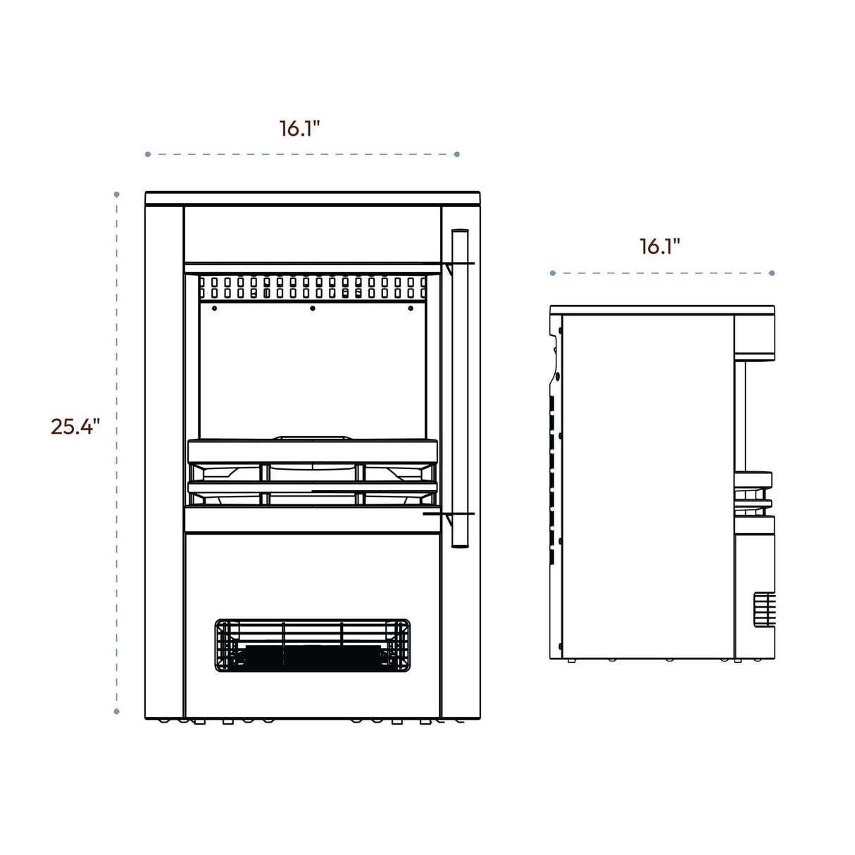 Cambridge Round Freestanding Electric Fireplace with Remote Control, Realistic Flame Indoor Space Heater with Rounded Viewing Window for Living Room, Bedroom, Basement CAMBRIDGE