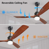 Sofucor 60" Delta-Wing Modern Outdoor Ceiling Fan, with Light LED Remote Solid Wood Oil Rubbed Bronze, for Living Room Kitchen Bedroom Family Dining Noiseless Sofucor