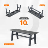 VINGLI 47” Outdoor Bench Garden Bench HDPE Porch Bench w/Metal Legs, Poly Lumber Patio Bench, 660 LBS Capacity Outdoor Backless Bench(Grey) VINGLI