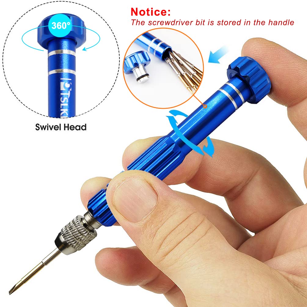 5-in-1 Multifunctional Small Screwdriver, PTSLKHN S2 Steel Magnetic Screwdriver Kit for Eyeglass, Sunglasses, Electronics, Cellphone, Jewelry and More PTSLKHN