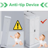 GEPELCN 50" LED Kitchen Pantry Cabinet Farmhouse Storage Cabinet Wood Food Pantry with Barn Doors and Adjustable Shelves Freestanding Buffet Cupboards Sideboard for Kitchen White GEPELCN