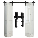 CCJH 8FT/96'' Bi-Folding Barn Door Hardware Sliding Track kit Heavy Duty for 4 Doors(No Wood Door，Hardwware Only) CCJH