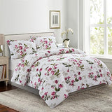 Marina Decoration Ultra Soft Silky Zipper Rich Printed Rayon Derived from Bamboo All Season 2 Pieces Duvet Cover Set with 1 Pillowcase, Pink Light Floral Pattern Twin/Single Size Marina Decoration