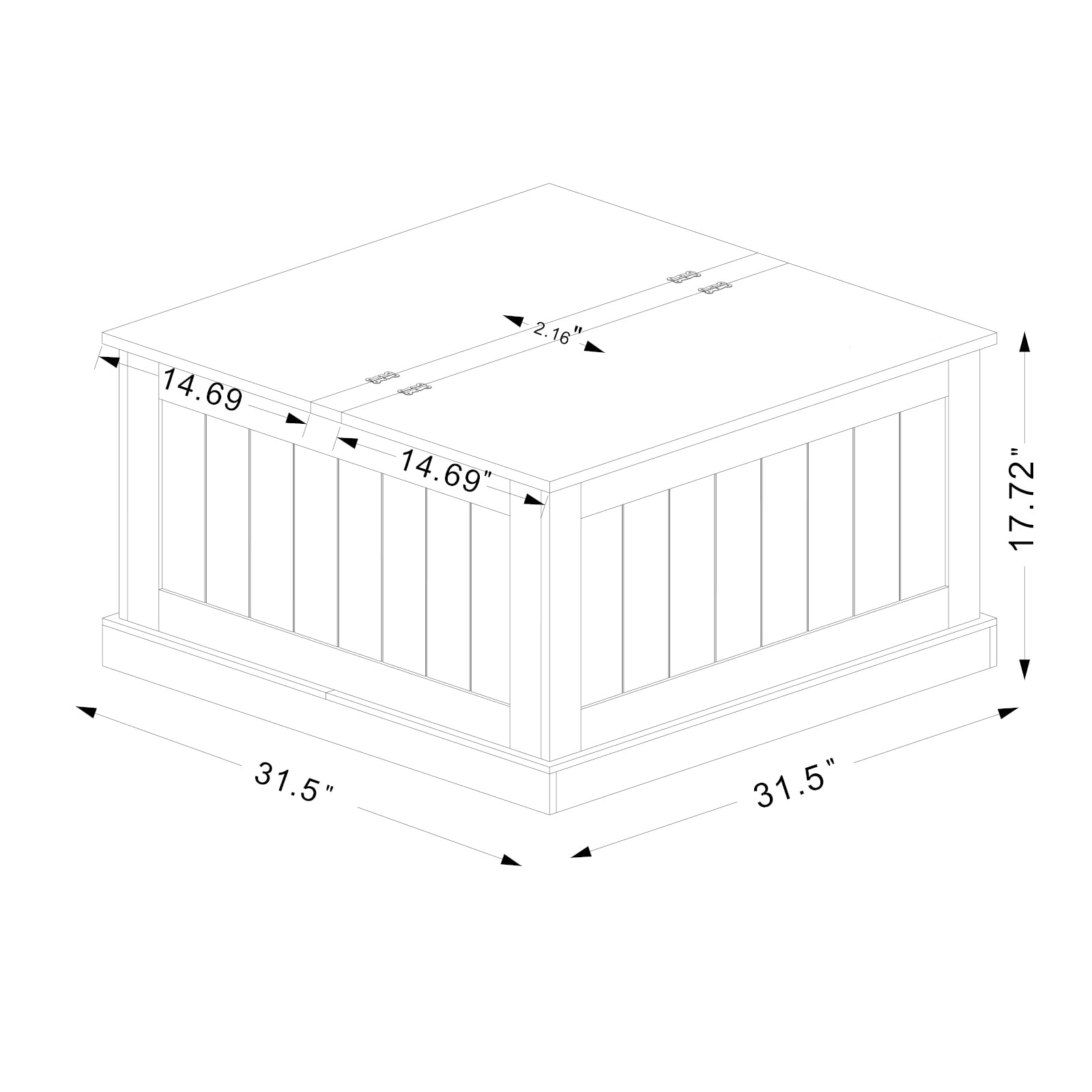 Farmhouse Coffee Table, Square Wood Center Table with Large Hidden Storage Compartment for Living Room, Rustic Cocktail Table with Hinged Lift Top for Home, White - WoodArtSupply