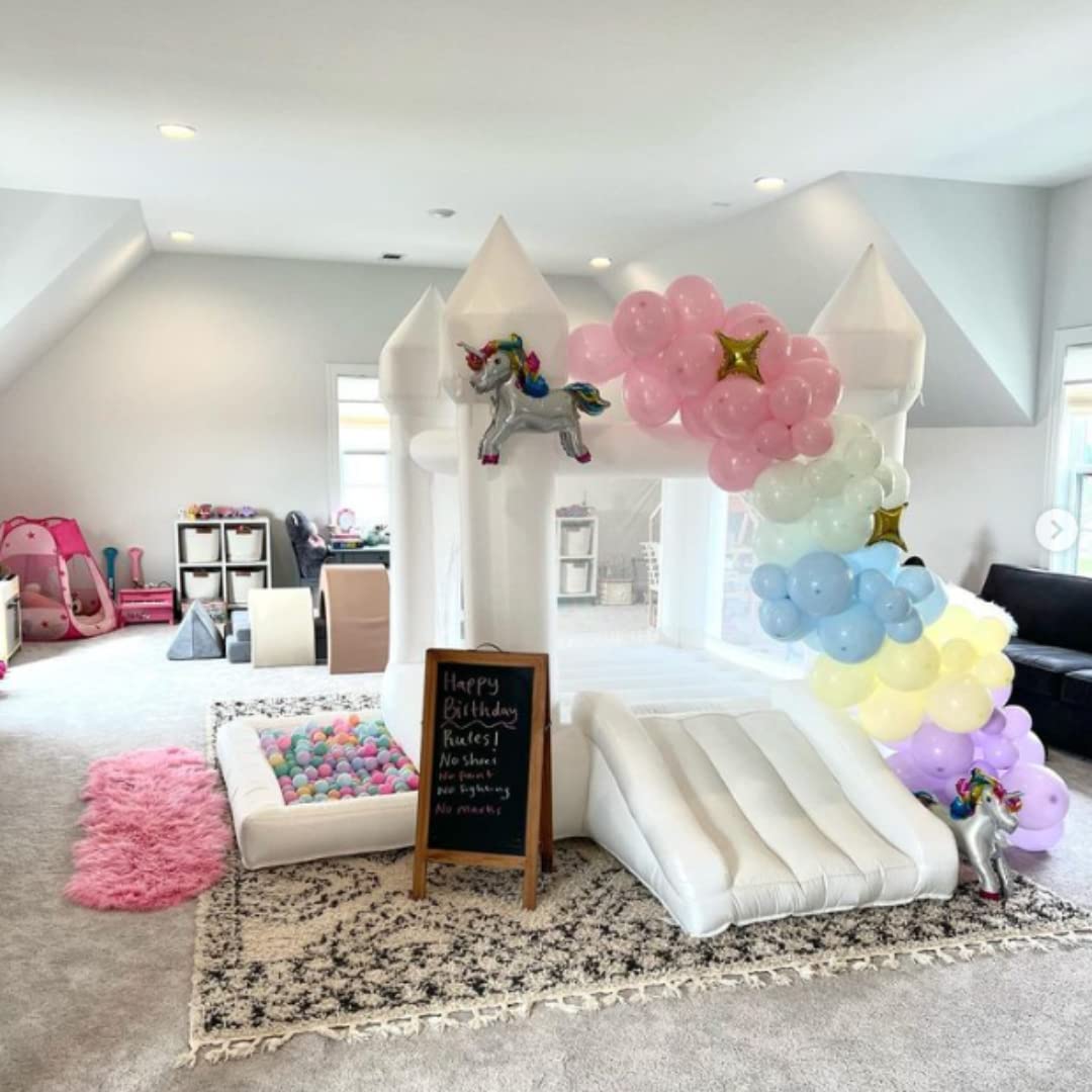 POYOUNGHU White Bounce House, House with Blower, Inflatable Bouncer, Children's Toy, Sewn Extra Thick Material for Durability POYOUNGHU