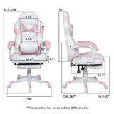 ARTETHYS Gaming Chair, Ergonomic High Back Racing PU Leather Computer Chair with Adjustable Footrest, Headrest and Lumbar Support and 90 to 150 Degree Tilt Pink ARTETHYS