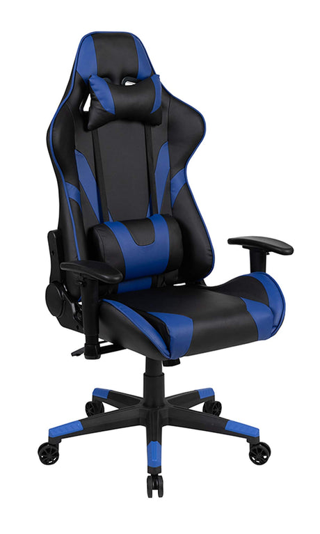 Flash Furniture X20 Gaming Chair Racing Office Ergonomic Computer PC Adjustable Swivel Chair with Fully Reclining Back in Blue LeatherSoft Flash Furniture