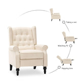 TXIWVER Recliner Wingback Chair Modern Linen Fabric Push Back Recliner Chairs Linen Fabric Single Sofa Lounge Chair Manual Recliner Chai for Adults Living Room Bedroom (Beige) TXIWVER