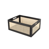 SHCMSADO Wooden Frame Storage Basket, Decorative Organizer Crates Box with Built-in Handle,Natural Wire Wood Nesting Drawer Storage for Kitchen, Bathroom and Office Desktop-(15" Lx11 Wx6.3 H-Black) SHCMSADO