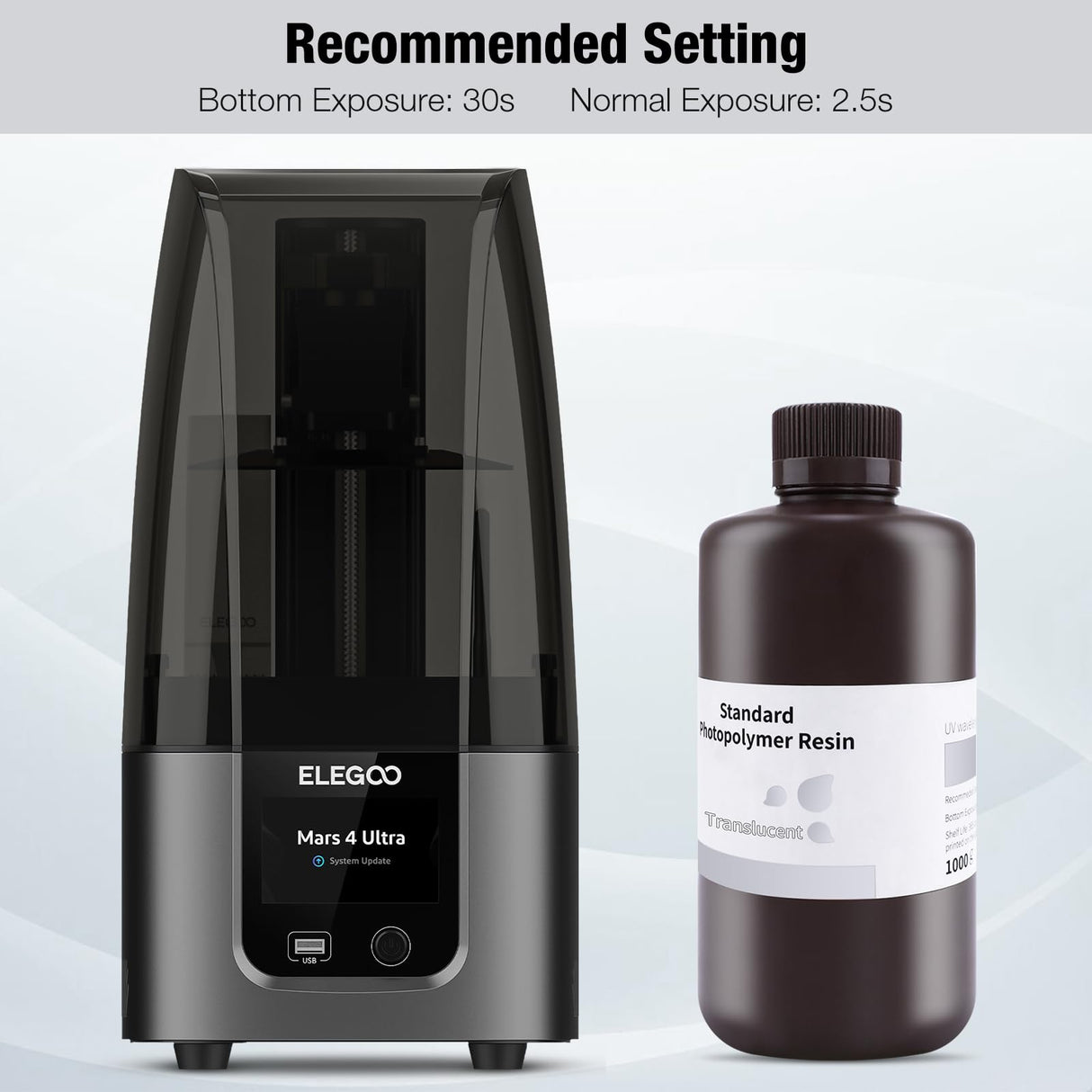 ELEGOO 3D Printer Resin, 405nm Fast UV Curing Standard Photopolymer Resin, High Precision, Non Toxic 3D Resin for Saturn 4/Saturn 3/Mars 5/Mars 4, LCD/MSLA/DLP 3D Printing, Translucent 1000G Deeplee