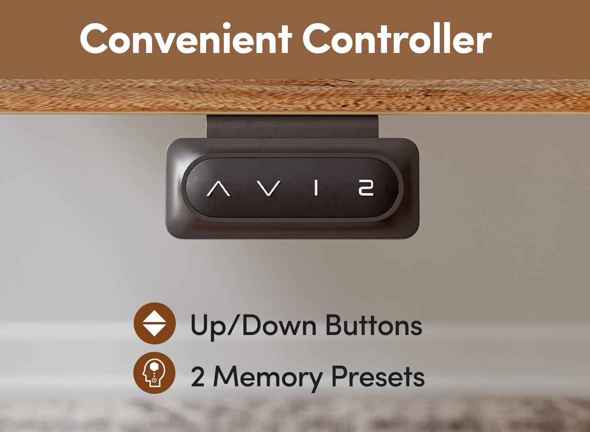 BANTI 55x24 Inch Electric Standing Desk with Double Drawers, Adjustable Height Stand Up Desk, Sit Stand Home Office Desk with Storage Shelf, Light Rustic Brown Top BANTI