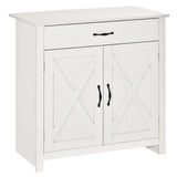 HOMCOM Farmhouse Sideboard Buffet Cabinet, Barn Door Coffee Bar Cabinet with Drawer and Adjustable Shelf, Kitchen Cabinet for Living Room, Entryway, White Wash HOMCOM