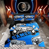 Erosebridal Twin Comforter Set for Boys Girls Kids, Gamer Comforter Set for Boys Teens, Gaming Console Bedding Decor Blue Black 2Pcs Erosebridal