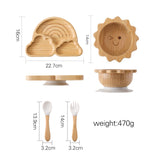 Bamboo Suction Plates Bowls Set for Baby Toddler Divided Platter Food bowl with Silicone Fork & Spoon All-Natural Baby Feeding Set for Baby-Led Weaning, Non-Slip Design let's make