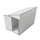4x8 ft Lean to Shed, Outdoor Storage Shed with Lockable Door and Vents, Metal Storage Shed with 6 Vents, Outside Garden Tool Shed for Backyard, Patio, Wall Side Design (White) ACLULION