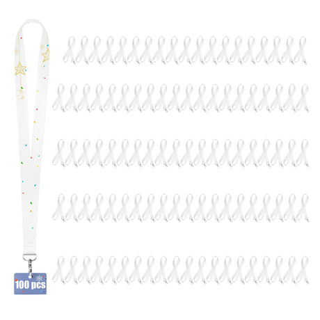 YOUKE OLA 100 Pack Sublimation Lanyards Blank Bulk White Sublimation Lanyards with Swivel Hooks Neck Lanyards Heat Transfer Lanyard for ID Badge Holder Keychain as Christmas Gifts 2.0 YOUKE OLA
