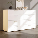 Karl home White Dresser for Bedroom, Wood 8 Drawer Dresser Chest of Drawers, 55 Inch Dresser Bedroom Furniture, Large Dresser Storage Chest with Deep Drawers, TV Stand, 55.1" X 15.7" X 31.5" Karl home