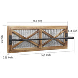 Rustic Bathroom Towel Rack, Butizone Wall Mounted Towel Bar Holder with Weathered Wood and Corrugated Galvanized Metal, Farmhouse Rack for Hanging Towel (Towels are not Included) Butizone