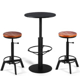 Diwhy Industrial Pub Table 23.6" Iron Round Desktop 37.4" Height Cast Iron Bar Table Black Diwhy