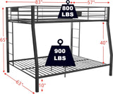 SIMPLEZC Upgraded Version Thicken Heavy Duty Metal Full XL Over Queen Bunk Bed, Stronger Steel Bunk Beds Full XL Over Queen Size Industrial Style with Ladder and Guard Rail for Adults SIMPLEZC