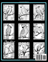Stained Glass Parrots & Cockatoos Coloring Book: With Beautiful Frames, Flowers, & Delicate Settings (Stained Glass Coloring Books) WoodArtSupply
