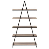 Henn&Hart 68'' Tall A-Frame Bookcase in Blackened Bronze/Antiqued Gray Oak, for Home, Living Room, Bedroom, Entertainment Room, Office Henn&Hart