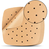 Air Fryer Liners, 200Pcs Square, 8.5 Inch Perforated Parchment Paper Sheets for Baking, HOFHTD Parchment Paper for Air Fryer and Bamboo Steaming Basket (Unbleached) HOFHTD