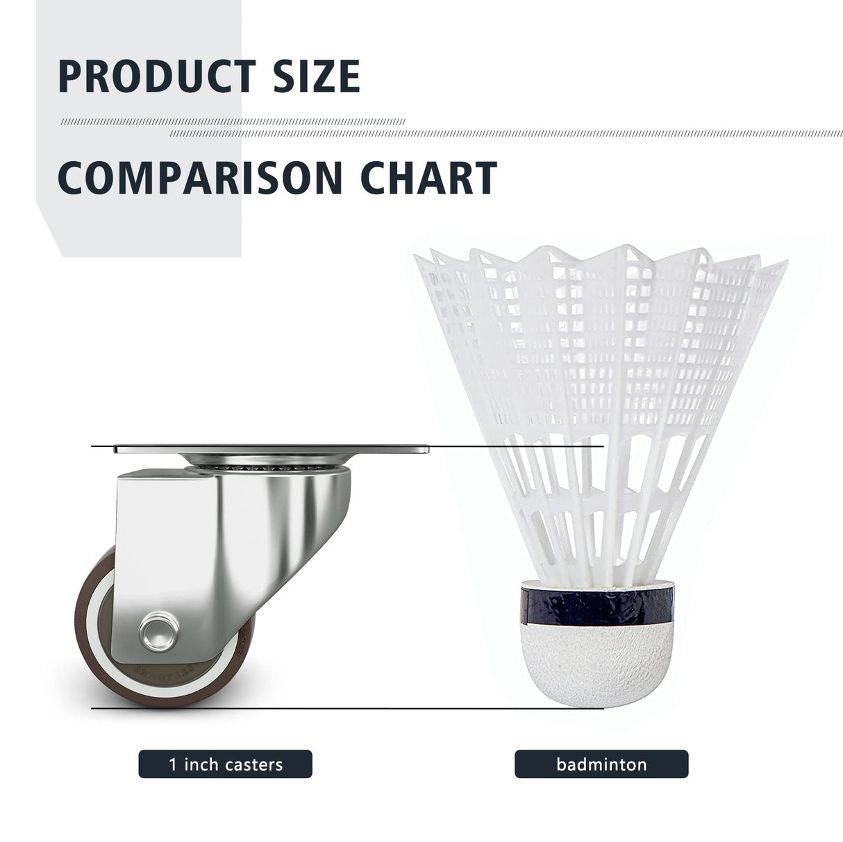 ANDUTEES 1 inch Caster Wheels Set of 4, Low Profile Wheels for Furniture, No Noise Mini Swivel Rubber Casters, with 360 Degree Top Plate for Small Furniture ANDUTEES