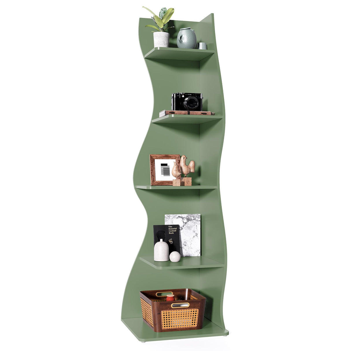 LITTLE TREE Small Corner Shelf, Modern 5-Tier Wall Corner Bookshelf, Stylish Bookcase Storage Rack for Small Space, Living Room, Bedroom LITTLE TREE