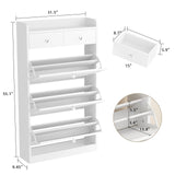 VOWNER Shoe Cabinet with 3 Flip Drawers & 2 Drawers, Freestanding Shoe Storage Cabinet with Adjustable Shelves, Shoe Organizer for Entryway, Hallway, Living Room, White VOWNER