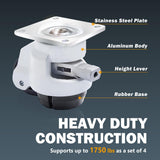 POWERTEC 17300 2-Inch Leveling Casters Set of 4 | Heavy Duty with Adjustable Ratcheting Handles | Retractable and Swivel Castors 4 PK POWERTEC