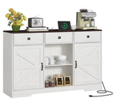 Hlivelood Farmhouse Coffee Bar Cabinet, 54" Kitchen Buffet Storage Cabinet with Drawers & Barn Doors, Sideboard Buffet Cabinet Coffee Bar for Dining Room, Living Room, Antique White Hlivelood