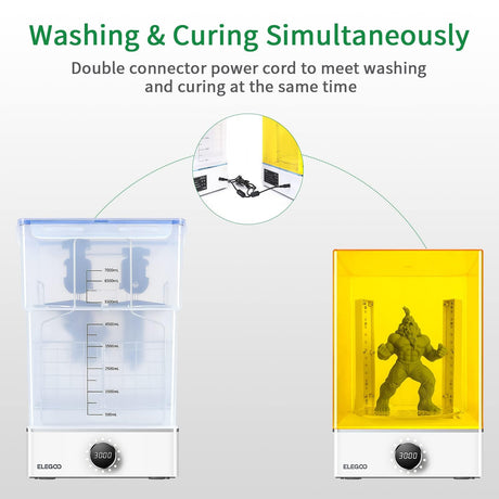 ELEGOO Mercury X Bundle Wash and Cure Station Set, Newly Design Separate Washing Machine and UV Resin Curing Machine for LCD/DLP/SLA Saturn Mars Photon S Photon Mono 3D Printed Models ELEGOO
