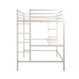 Novogratz Maxwell Metal Full Loft Bed with Desk & Shelves, Off White Novogratz