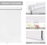 LazBlinds No Tools No Drill Cordless Roller Shades, 100% Blackout Roller Blinds for Windows, Thermal Insulated UV Protection Waterproof Roll Up Window Blinds and Shades, 20'' W x 72'' H, White LazBlinds