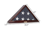 Custom Personalized Solid Wood Triangle Glass Front Flag Display case Bey-Berk