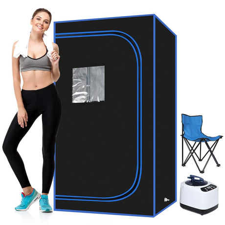 Panana Portable Steam Sauna, Full Size Full Body Home Sauna Box, Foldable Sauna Tent with 1000W 3L Steamer, Remote Control, Folding Chair, 9 Levels Panana