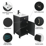 ALBAD 16-Inch Modern Bathroom Vanity with Sink, Compact Bathroom Vanity Set with Storage, Freestanding Small Space Bathroom Cabinet, Single Sink Cabinet with Adjustable Shelf (Black, 16 Inch) ALBAD
