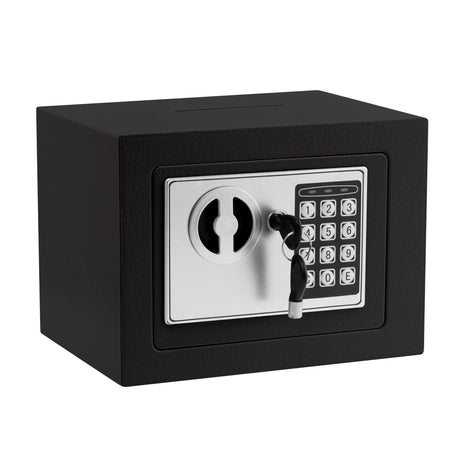Safe Box Money Cash Safe with Digital Keypad & Keys Gun Safe Mini Security Lock Safe Boxes for Coin Home Office Hotel Rooms Business Jewelry Gun (Black) ELLAIG