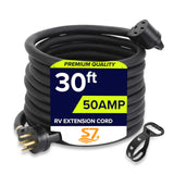 30FT 50 Amp NEMA 14-50P to 14-50R RV/EV Extension Cord - Outdoor with Grip Handle, 4 Prong, Flexible Heavy-Duty 6/3+8/1 Gauge（B2 S7