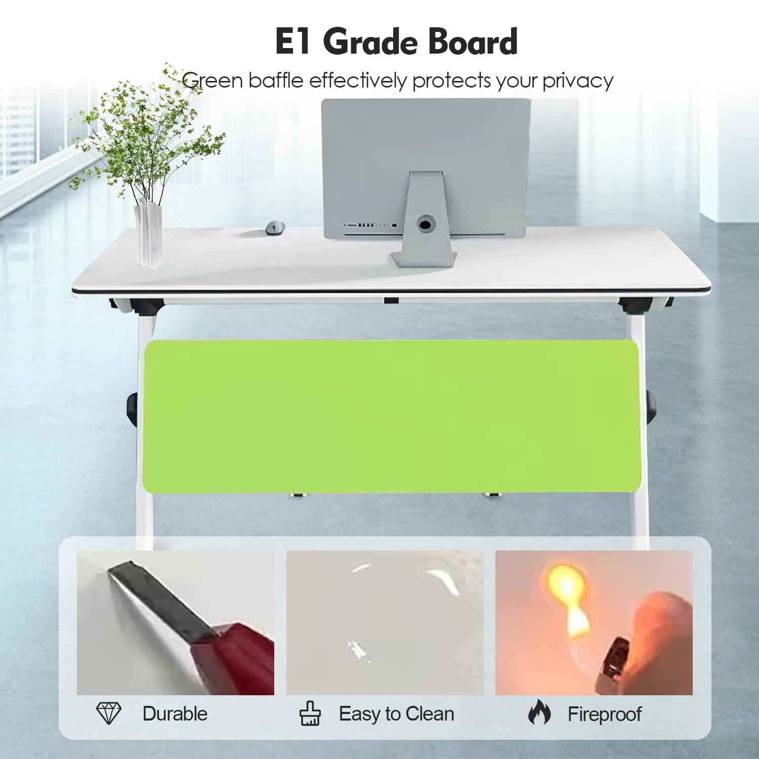 Folding Conference Table with Wheels,1PCS Modern Rectangle Office Meeting Table, Flip Top Training Room Tables Save Space Design for 2 People Movable Computer Desk for Study Working 55.1"x23. - WoodArtSupply