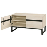 WAMPAT Modern TV Stand with Storage Cabinets for 40 Inch TV, Wood TV Entertainment Center TV Media Console Table with Metal Leg for Living Room,Light Oak WAMPAT